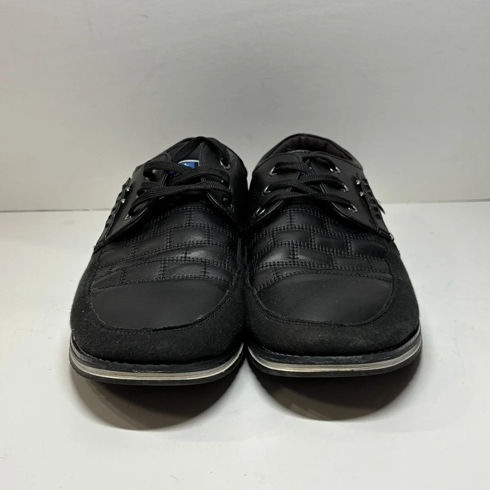 Cosidram Casual Dress Shoes Mens Black Quilted Suede Spike Detail Streetwear‎